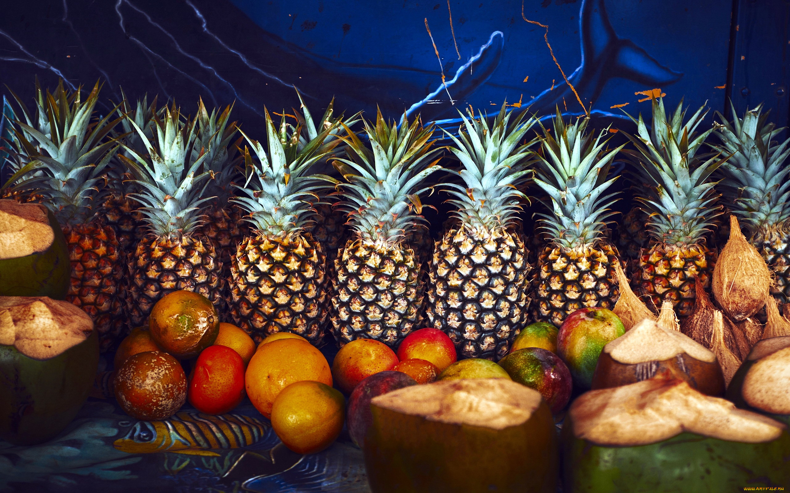 , ,  , fruit, coconuts, pineapple
